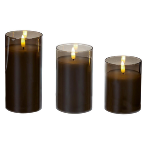 Premier Set of 3 FlickaBright Glass LED Candles