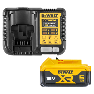 DeWalt DCB184 18V XR 5Ah Lithium-Ion Battery With DCB1104 Multi Voltage Charger