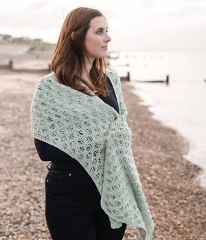 Drop-Stitch Cotton Wrap in Emu Cotton DK (3002)