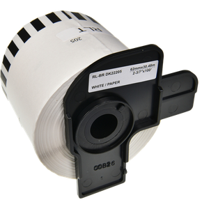 QL Label Roll Compatible Brother DK-22205 5BR22205-WT Adhesive Black on White 62 x 91 mm
