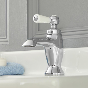 Milano Elizabeth - Traditional Single Lever Mono Basin Mixer Tap - Chrome and White