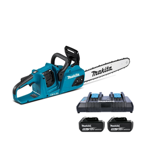 Makita Chainsaw DUC305PT2 18V/36V LXT Cordless Brushless 3/8" Chain Pitch 300mm/12" 1100W With 2 x 5.0Ah Batteries & Twin Port Charger
