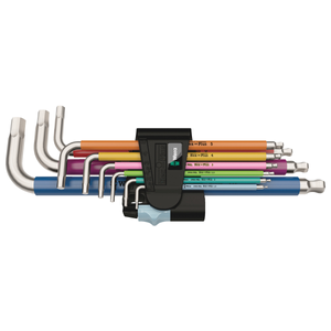 Wera 05022669001 3950/9 Hex-Plus 9 Piece Multi-Colour Metric Stainless Allen Keys Set