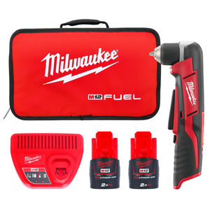 Milwaukee C12RAD-202B 12V Cordless Right Angle Drill With 2 x 2.0Ah Batteries, Charger & Tool Bag