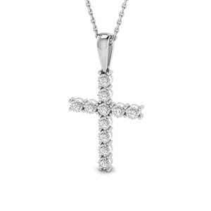 1.00ct Look Classic Claw Set Diamond Cross Pendant in 9k White Gold
