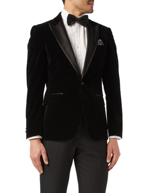 DINNER TIM - Black Soft Velvet Tuxedo Jacket