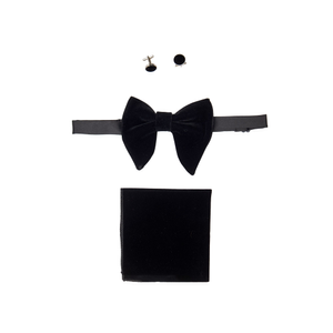 BIG BLACK VELVET BOW TIE SET