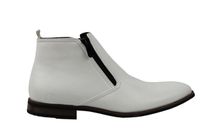 FAUX LEATHER CHELSEA BOOTS LOW ANKLE IN WHITE