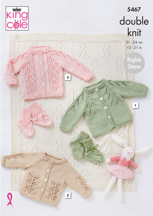 Cardigans, Blanket and Bootees in King Cole Cottonsoft DK (5467)
