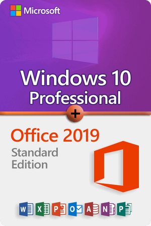 Microsoft Windows 10 Professional + Microsoft Office 2019 Standard Premium license for 3 devices