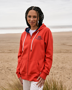 On The Road Devon Womens Zip Hoodie in Red - ON HOLD