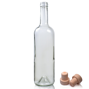 750ml Clear Glass Wine Bottle With Cork - Synthetic