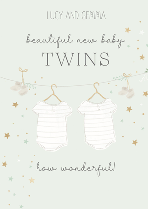 Matching Clothes New Baby Twins Card