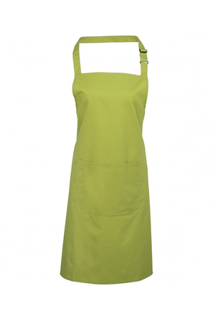 Bib Apron Adjustable Neckline with Pocket, Lime Green