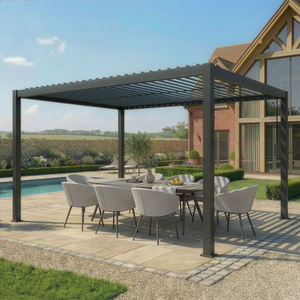 Maze - Como 3m x 4m Aluminium Garden Pergola With LED Lights - Frame Only Grey