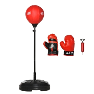 HOMCOM Kids Punching Bag with Stand, Free Standing Boxing Bag Set, Speed Bag with Speedball Adjustable Height from 122cm to 154cm