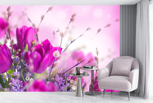 Pinke Blumen Fototapete Lila Blumen Tapete Mädchen Schlafzimmer Foto Inneneinrichtungen