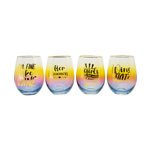 Ombre Wine Glasses Stemless 4 Pack