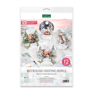Watercolour Christmas Animals Pop Up Card Making Kit