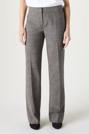 SJ Women's Linen Blend Straight Leg Trousers, Warm Charcoal