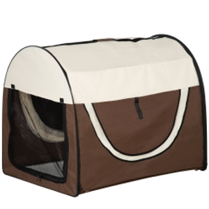 PawHut 97cm Foldable Pet Carrier for Large Medium Dogs, Portable Cat Carrier, Soft Travel Bag, Brown