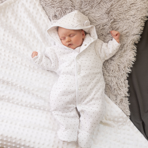 White Little Stars Cotton Pramsuit