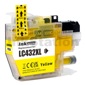 Compatible Brother LC-432XLY Yellow High Yield Ink Cartridge - 1,500 pages