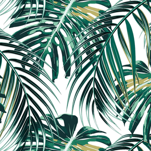 Origin Tropical Leaves Emerald Wall Mural - MUR121L