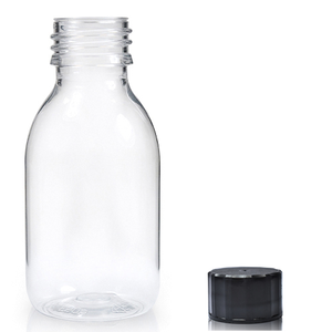 100ml Clear Plastic Medicine Bottle With Screw Cap - Black