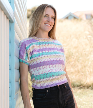 Womens Vintage Striped Sweater in Sunflower Yarns Vibe DK