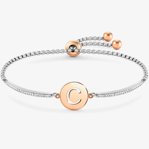 Nomination Milleluci Two-Tone Initial C Half Bangle Toggle Bracelet 028007/003
