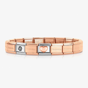 Nomination CLASSIC Rose Gold Love Raised Heart Charm Bracelet 430104/22 & 030001/SI/011