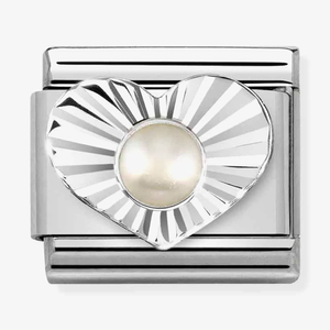 Nomination CLASSIC Composable White Pearl Heart Fluted Bezel Charm 330508/13