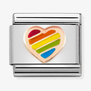 Nomination CLASSIC Composable Rose Gold Multicoloured Heart Charm 430202/15