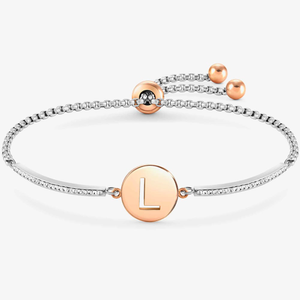 Nomination Milleluci Two-Tone Initial L Half Bangle Toggle Bracelet 028007/012