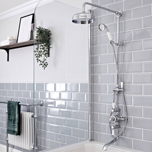 Milano Elizabeth - Chrome and White Traditional Triple Exposed Thermostatic Shower with Grand Rigid Riser Rail and Bath Spout (3 Outlet)