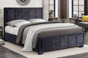 Hannover Black Crushed Velvet Fabric Bed