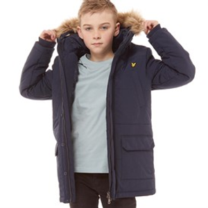 Lyle And Scott Boys Fur Trim Classic Parka Jacket Navy Blazer
