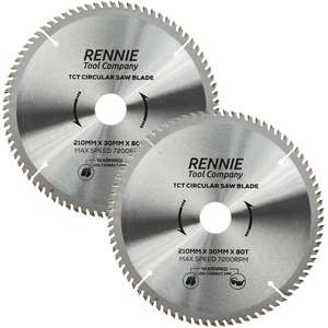 2 Pack - 210mm x 80T TCT Circular Wood Saw Blades. Fits Festool Bosch Makita Dewalt Circular Saws Etc