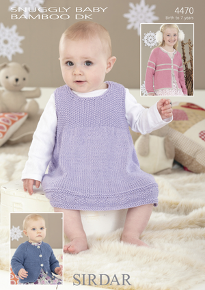 Pinafore and Cardigans in Sirdar Snuggly Baby Bamboo DK (4470)
