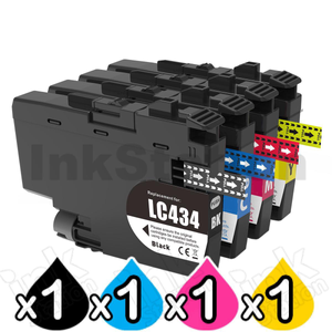 4 Pack Compatible Brother LC-434 Ink Cartridges Combo [1BK, 1C, 1M, 1Y]