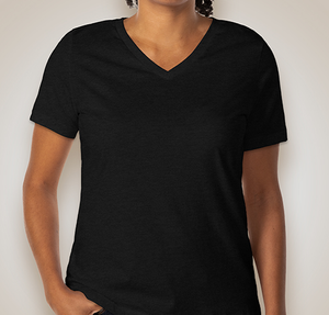 Bella + Canvas Women's Jersey V-Neck T-shirt - Solid Black Blend