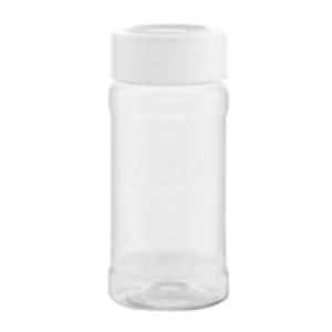 4 oz Clear PET Plastic Spice Jar (White Cap) - 322420W-K
