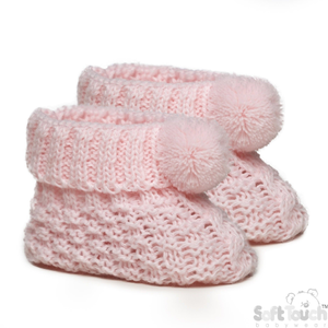 Pink Pom Pom Knit Booties