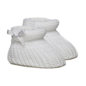 White Bow Knit Booties