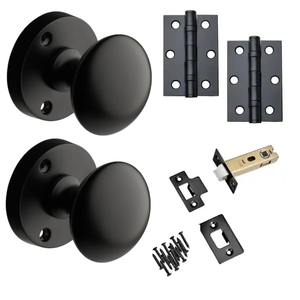 Orion Sprung Mortice Door Knob - Matte Black - Complete Door Pack - Designer Levers