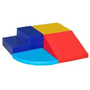 HOMCOM Soft Play 4-piece Climb and Crawl Foam Toddler Stairs and Ramp Colorful Children's Educational Software Activity Toys for Baby Preschooler