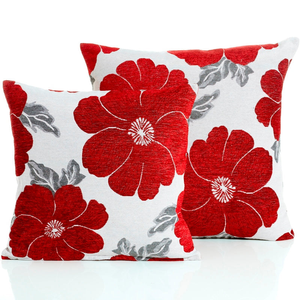 Poppy Chenille Filled Cushion 45cm x 45cm Red