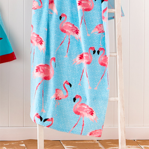 Catherine Lansfield Flamingo Beach Towel 76cm x 160cm Blue