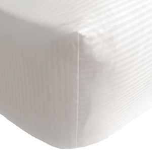 Catherine Lansfield 300 Thread Count Satin Stripe Fitted Sheet Double White